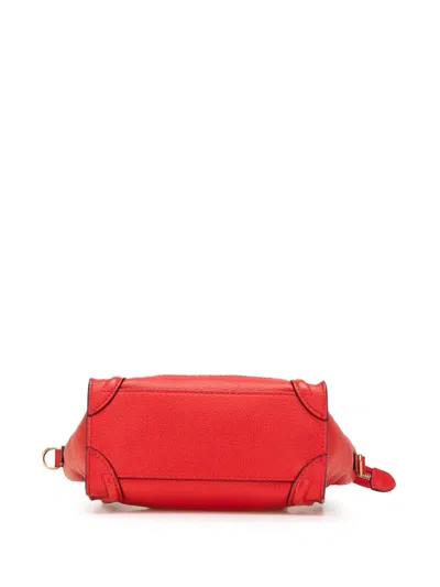 Pre-owned Celine 2012 Nano Leather Luggage Tote Satchel In Red