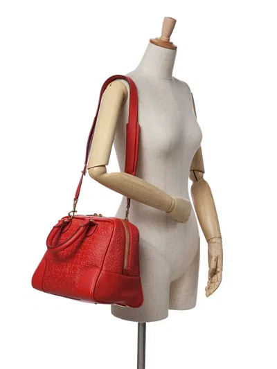 Pre-owned Loewe 2010-2025 Anagram Embossed Leather Amazona 75 Satchel In Red