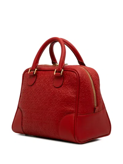 Pre-owned Loewe 2010-2025 Anagram Embossed Leather Amazona 75 Satchel In Red