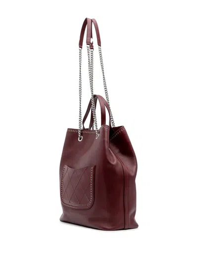 Pre-owned Chanel 2018 Large Calfskin Coco Eyelets Shopping Tote Satchel In Red
