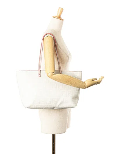 Pre-owned Fendi 2010-2025 Small Zucca Coated Canvas Roll Tote Bag In Red