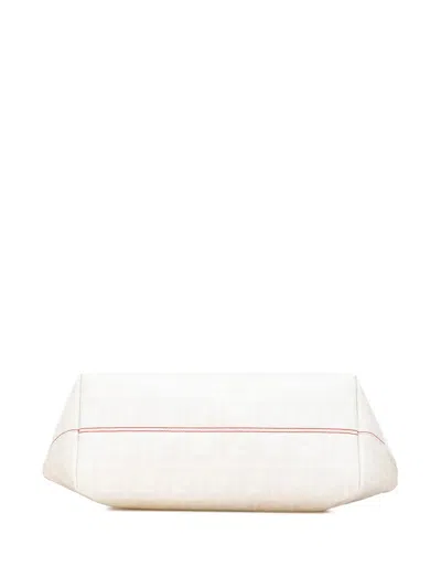 Pre-owned Fendi 2010-2025 Small Zucca Coated Canvas Roll Tote Bag In Red