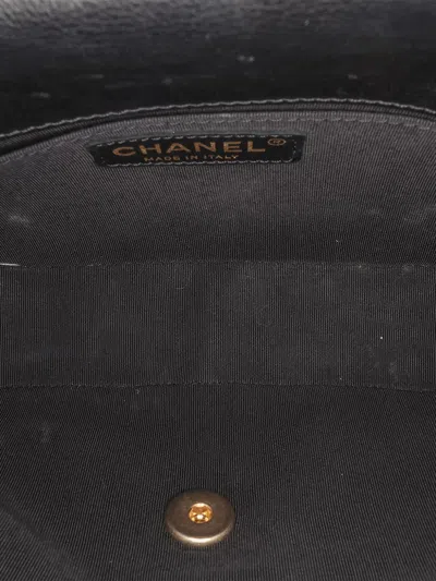 Pre-owned Chanel 2018 Cc Chevron Lambskin Round Flap Satchel In Black