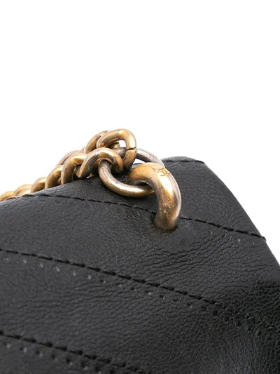 Pre-owned Chanel 2018 Cc Chevron Lambskin Round Flap Satchel In Black