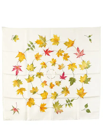 Pre-owned Hermes 20th Century A Walk In The Park Silk Scarf Scarves In White
