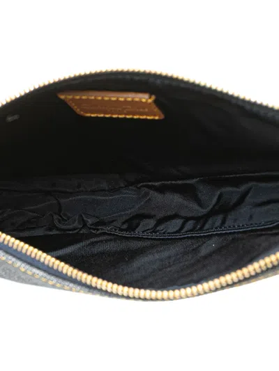 Pre-owned Dior 2001 Mini Denim Saddle Pochette Shoulder Bag In Blue