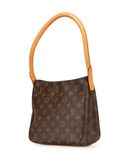 Pre-owned Louis Vuitton 2002 Monogram Looping Mm Shoulder Bag In Brown