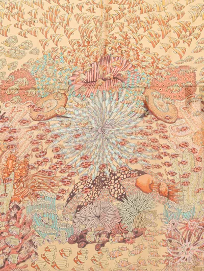 Pre-owned Hermes 20th Century Recontre Oceane Chiffon Silk Scarf Scarves