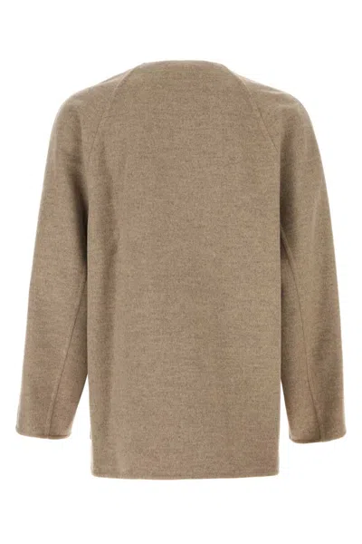 Bottega Veneta Light Double Wool And Cashmere Coat In Neutral