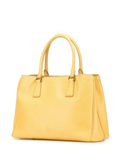 Pre-owned Prada 2013-2025 Small Saffiano Lux Galleria Satchel In Yellow