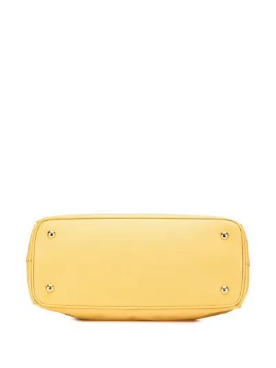 Pre-owned Prada 2013-2025 Small Saffiano Lux Galleria Satchel In Yellow