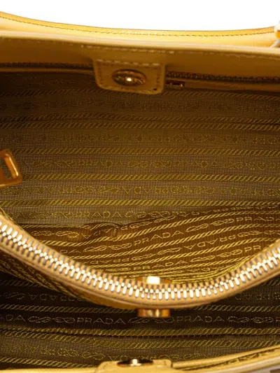 Pre-owned Prada 2013-2025 Small Saffiano Lux Galleria Satchel In Yellow