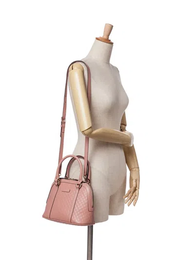 Pre-owned Gucci 2016-2024 Mini Microssima Dome Satchel In Pink