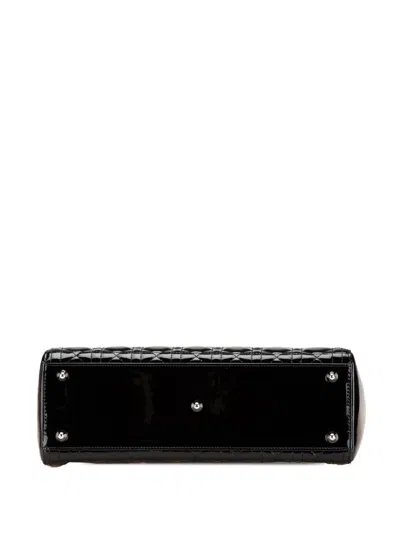 Pre-owned Dior 2017 Large Patent Cannage Lady  Satchel In Black