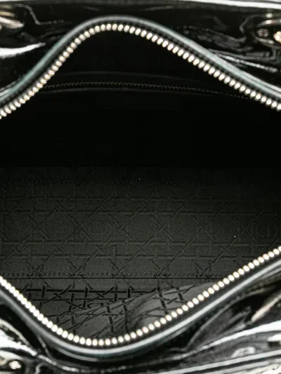 Pre-owned Dior 2017 Large Patent Cannage Lady  Satchel In Black