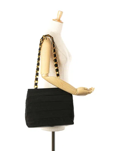 Pre-owned Ferragamo 2021 Nylon Tiered Grosgrain Shoulder Bag In Black