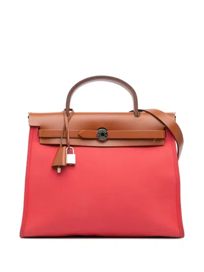 Pre-owned Hermes 2020 Toile Herbag Zip 31 Satchel In Brown