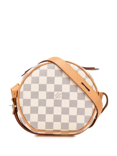 Pre-owned Louis Vuitton 2020 Damier Azur Boite Chapeaux Souple Pm Crossbody Bag In White