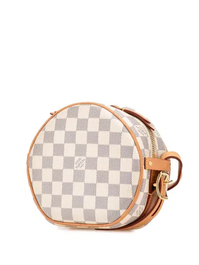 Pre-owned Louis Vuitton 2020 Damier Azur Boite Chapeaux Souple Pm Crossbody Bag In White