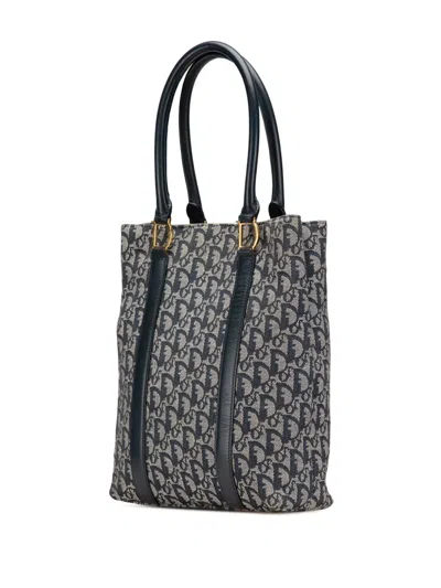 Pre-owned Dior 2002 Issimo Trotter Canvas Tote Bag In Blue