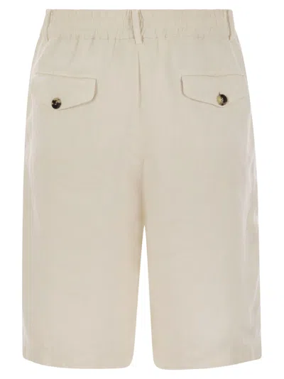 Brunello Cucinelli Classic Bermuda Shorts In Lightweight Linen Canvas