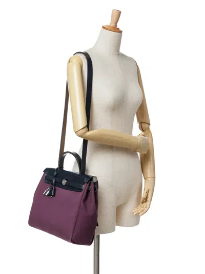 Pre-owned Hermes 2019 Toile Herbag Zip 31 Satchel In Purple