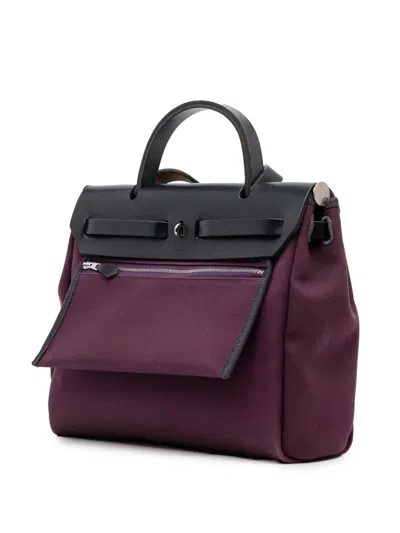 Pre-owned Hermes 2019 Toile Herbag Zip 31 Satchel In Purple
