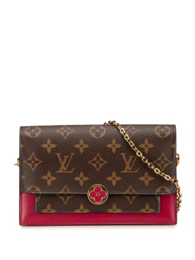 Pre-owned Louis Vuitton 2019 Monogram Flore Wallet On Chain Crossbody Bag In Brown