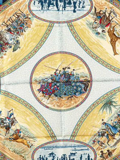 Pre-owned Hermes 20th Century Cavaliers Peuls Silk Scarf Scarves