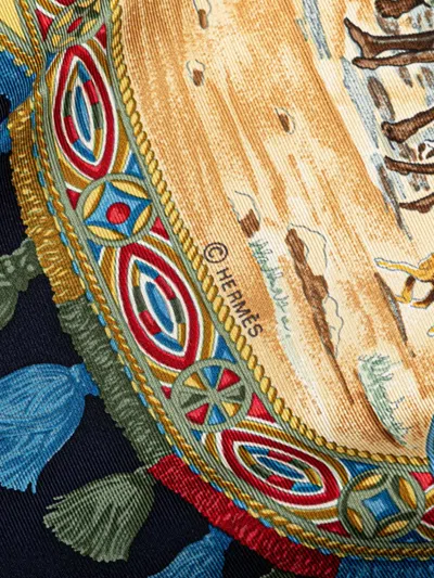 Pre-owned Hermes 20th Century Cavaliers Peuls Silk Scarf Scarves