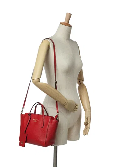 Pre-owned Gucci 2016-2024 Mini Leather Swing Satchel In Red