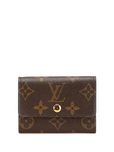 Pre-owned Louis Vuitton 2002 Monogram Porte Monnaie Coin Pouch In Brown