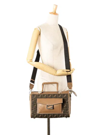 Pre-owned Fendi 2000-2010 Zucca Canvas Soft Trunk Satchel In Brown