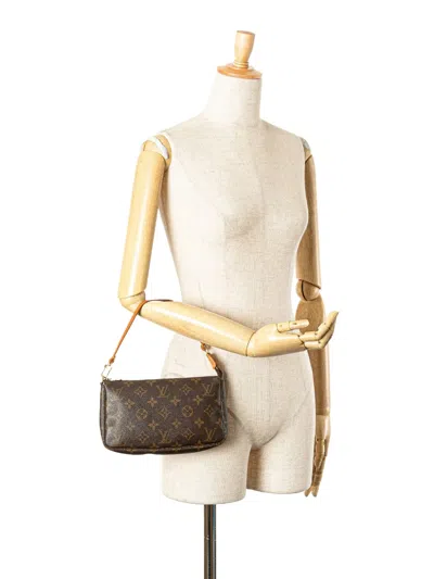 Pre-owned Louis Vuitton 1999 Monogram Pochette Accessoires Shoulder Bag In Brown