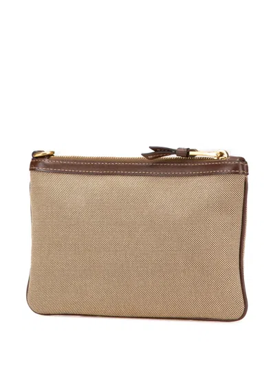 Pre-owned Prada 2013-2024 Canvas Logo Pouch In Brown