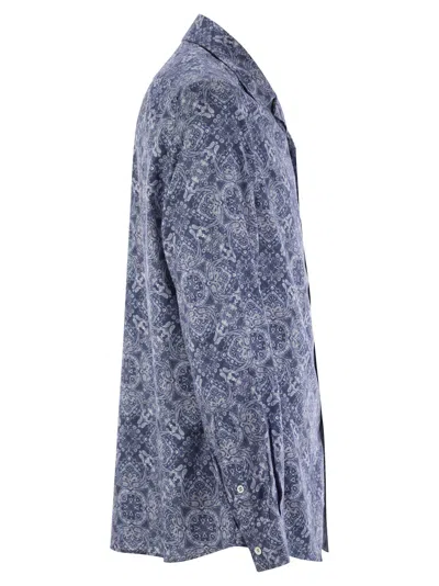 Brunello Cucinelli Patterned Curved Hem Shirt
