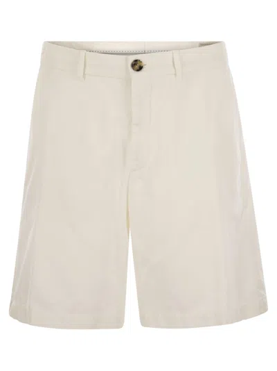 Brunello Cucinelli Men Garment-dyed Bermuda Shorts In Twisted Cotton Gabardine