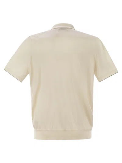 Brunello Cucinelli Men Cotton Polo Style Sweater In Neutral