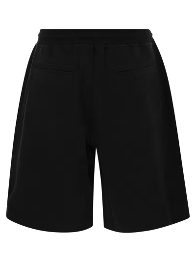 Brunello Cucinelli Men Double Fleece Bermuda Shorts In Cotton, Cashmere And Silk In Black