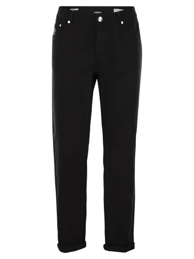 Brunello Cucinelli Men Five-pocket Traditional Fit Trousers In Light Comfort-dyed Denim In Black
