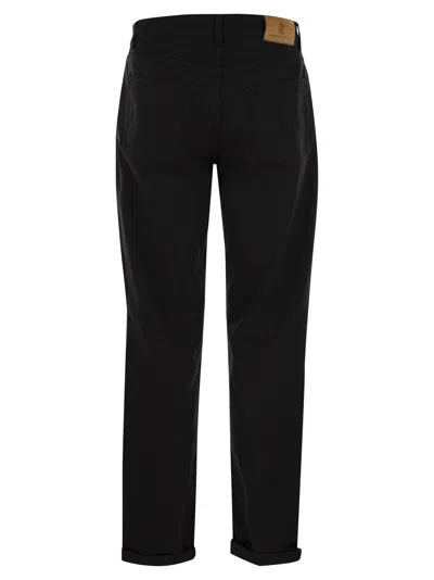 Brunello Cucinelli Men Five-pocket Traditional Fit Trousers In Light Comfort-dyed Denim In Black