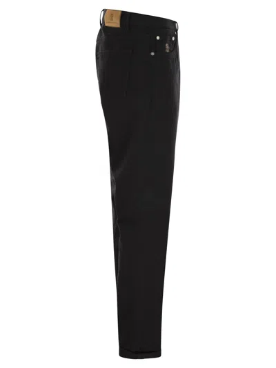 Brunello Cucinelli Men Five-pocket Traditional Fit Trousers In Light Comfort-dyed Denim In Black