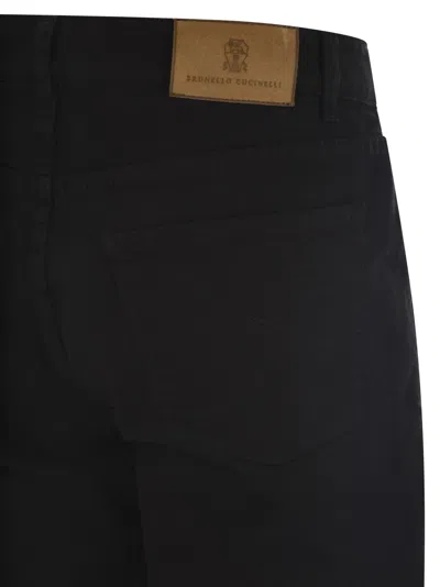 Brunello Cucinelli Men Five-pocket Traditional Fit Trousers In Light Comfort-dyed Denim In Black