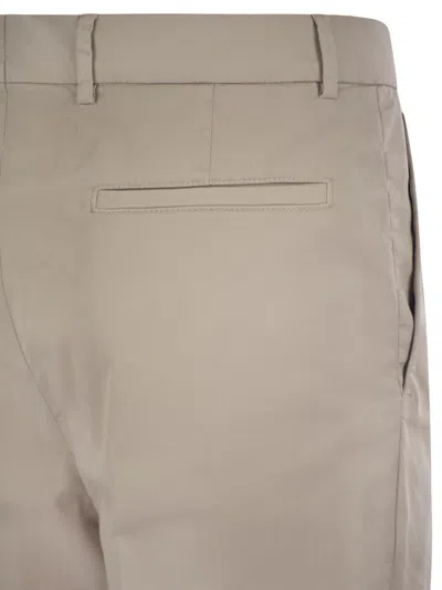 Brunello Cucinelli Garment-dyed Leisure Fit Trousers In American Pima Comfort Cotton With Pleats