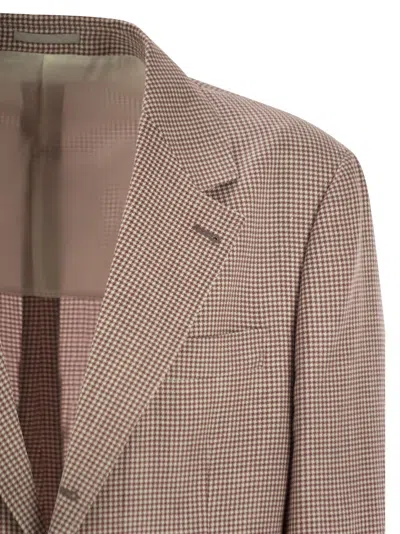 Brunello Cucinelli Houndstooth Wool, Linen And Silk Deconstructed Jacket