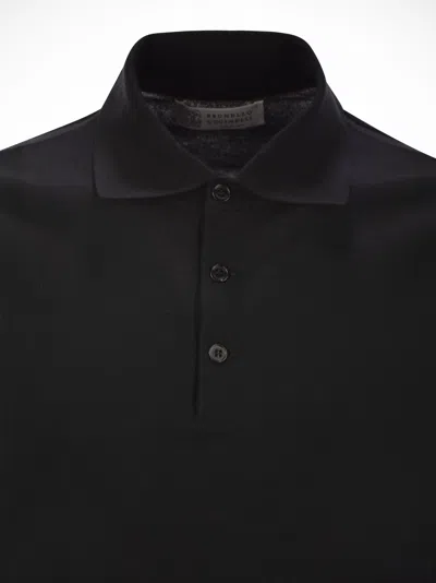 Brunello Cucinelli Men Lightweight Cotton Knit Polo Shirt