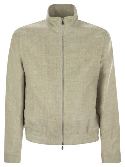 Brunello Cucinelli Men Linen, Wool And Silk Diagonal Bomber Jacket