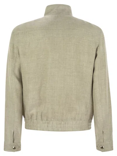 Brunello Cucinelli Men Linen, Wool And Silk Diagonal Bomber Jacket