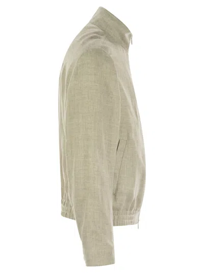 Brunello Cucinelli Men Linen, Wool And Silk Diagonal Bomber Jacket