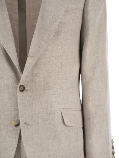 Brunello Cucinelli Men Linen, Wool And Silk Leisure Suit In Neutral